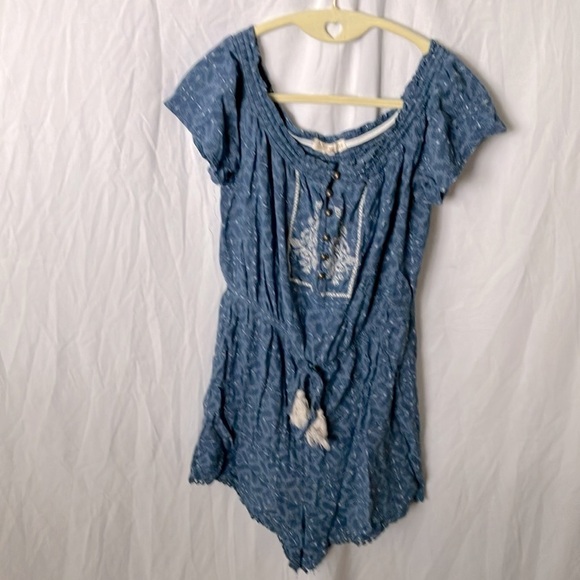 Rewind: Denim Blue Floral Romper- M - Picture 5 of 15
